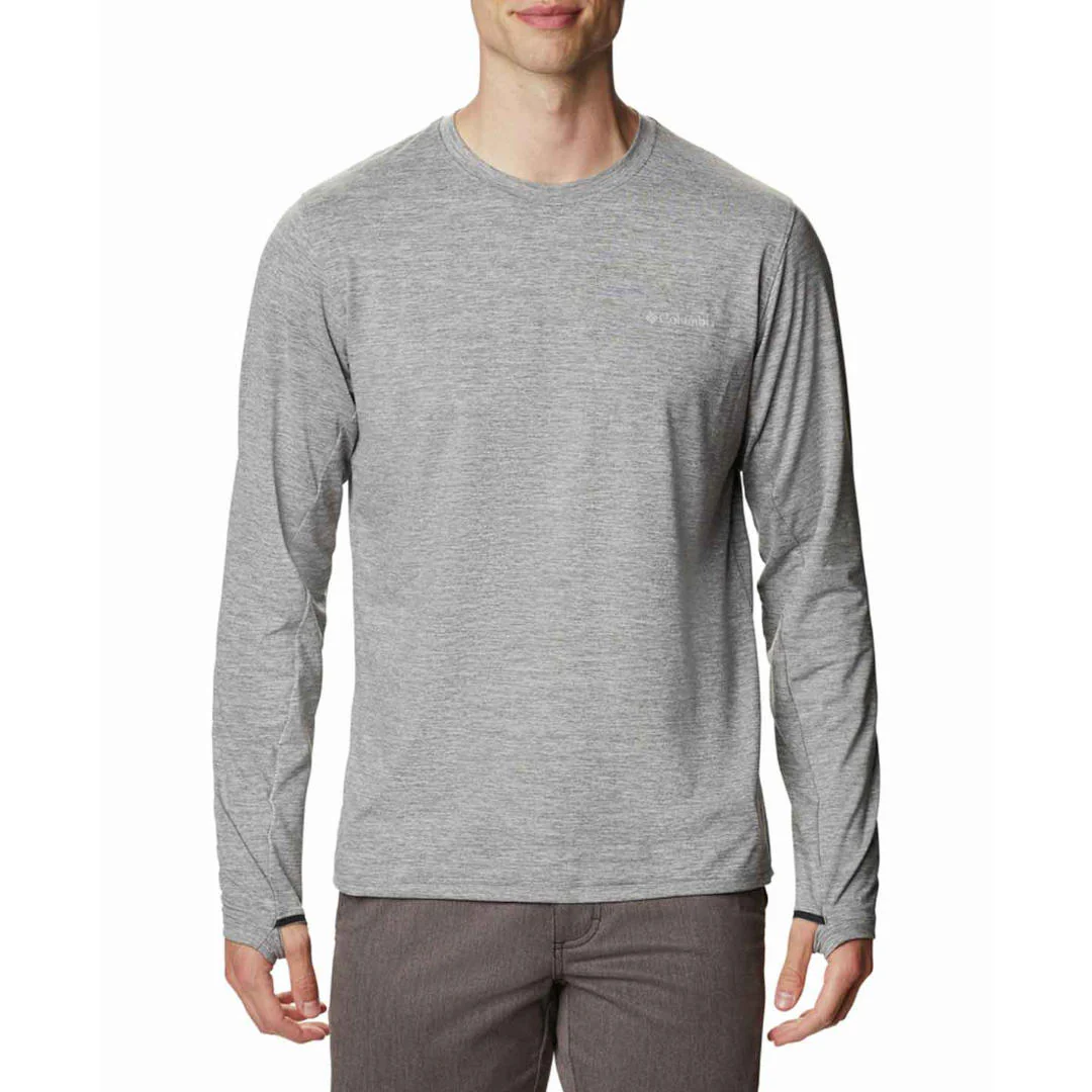 Columbia Men Grey Tech Trail Long Sleeve Crew II