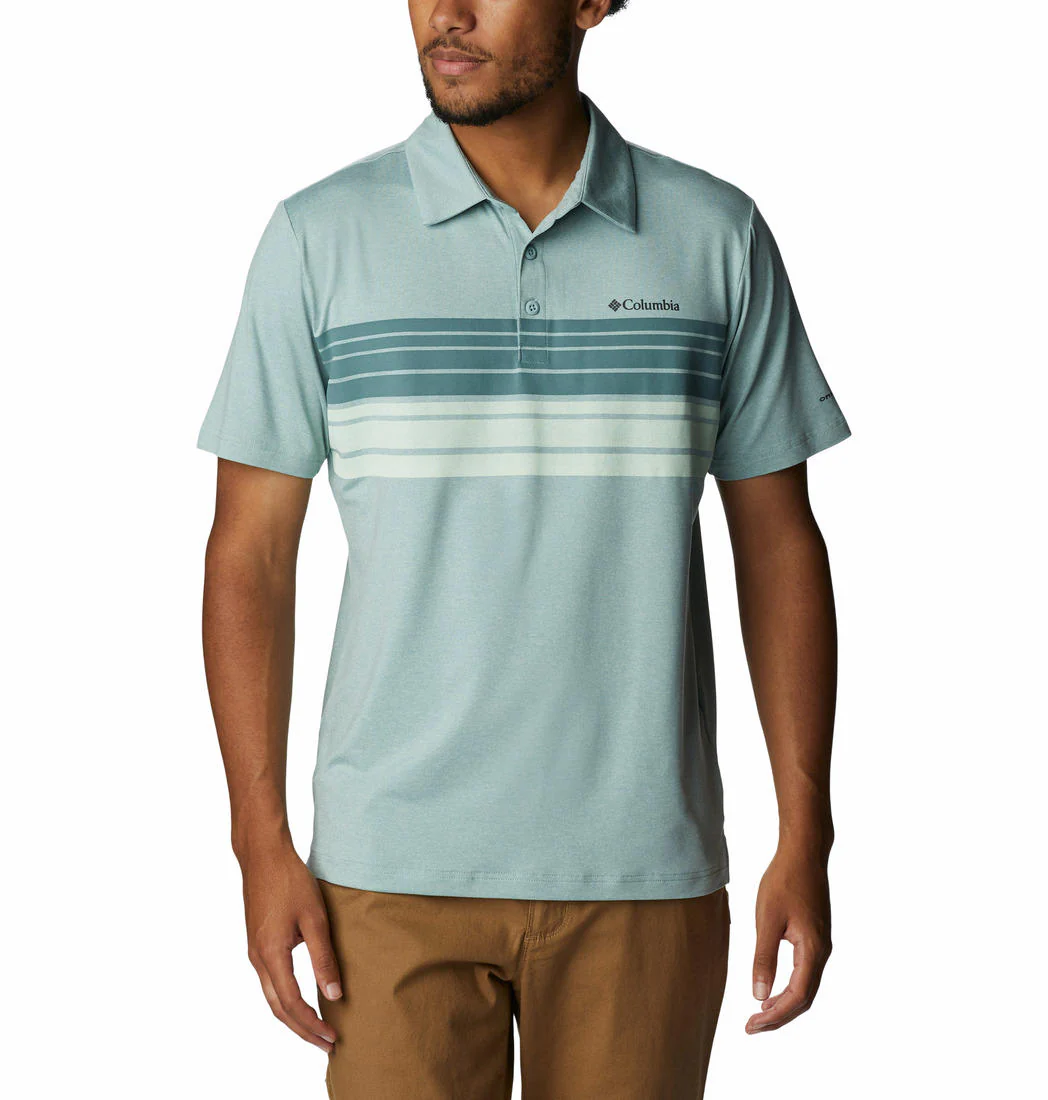 Columbia Men Green Tech Trail Novelty Polo (Sun Protection)