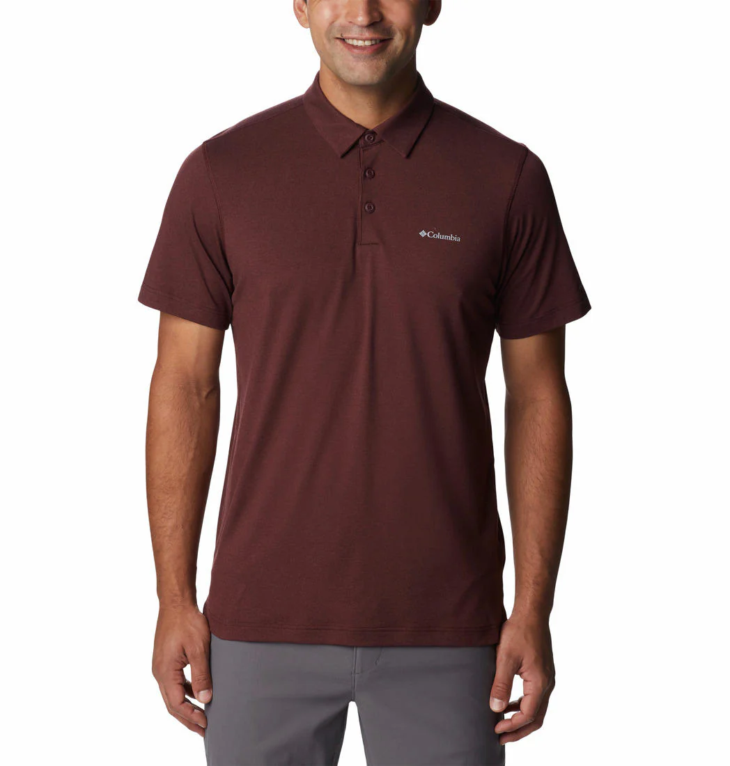 Columbia Men Maroon Tech Trail Polo (Sun Protection)