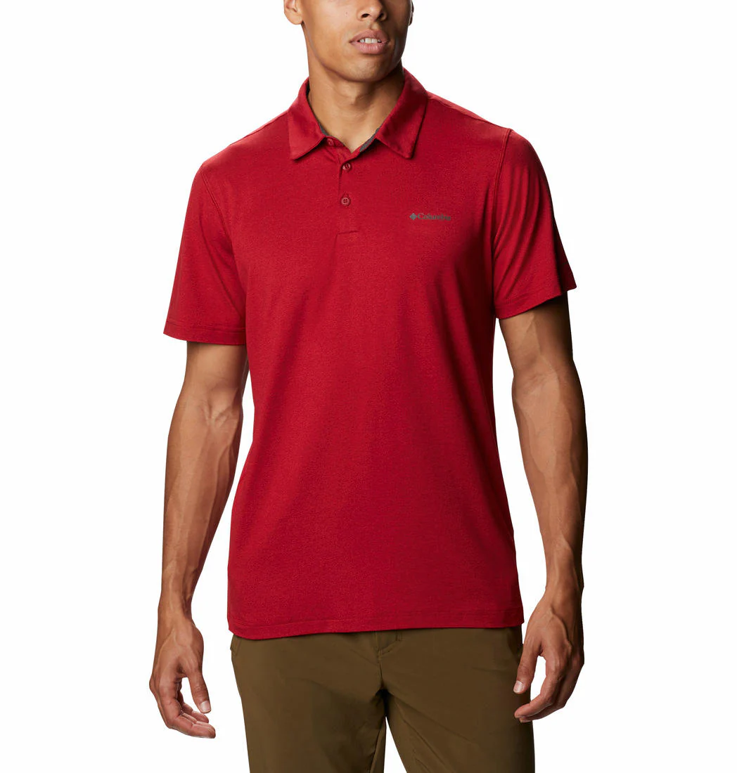 Columbia Men Red Tech Trail Polo (Sun Protection)