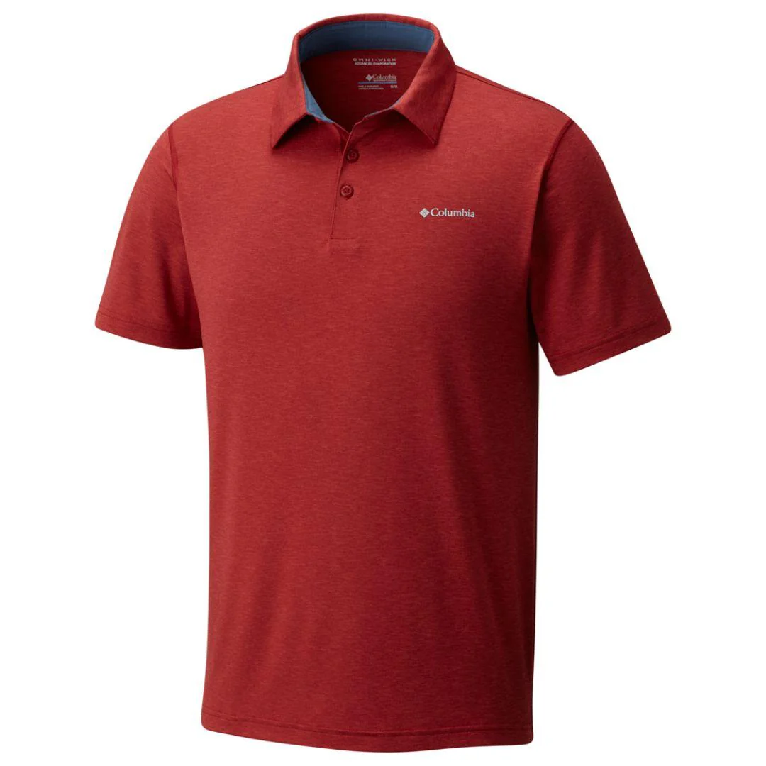 Columbia Men Red Tech Trail Polo (Sun Protection)