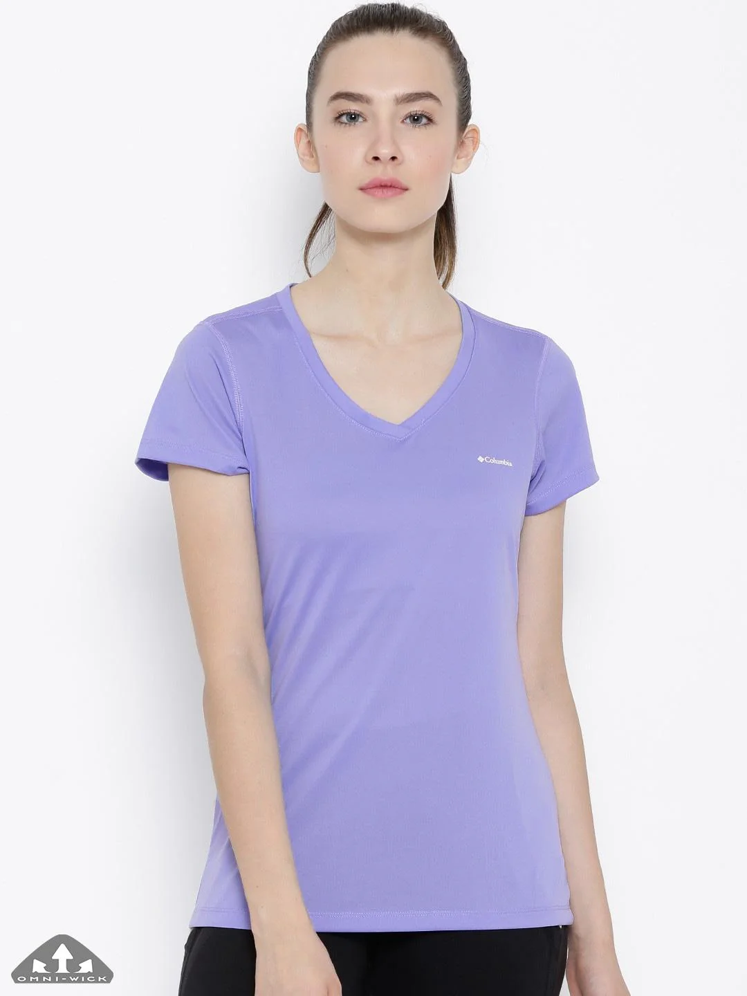 Columbia Women Purple Tech TrekShort Sleeve Shirt