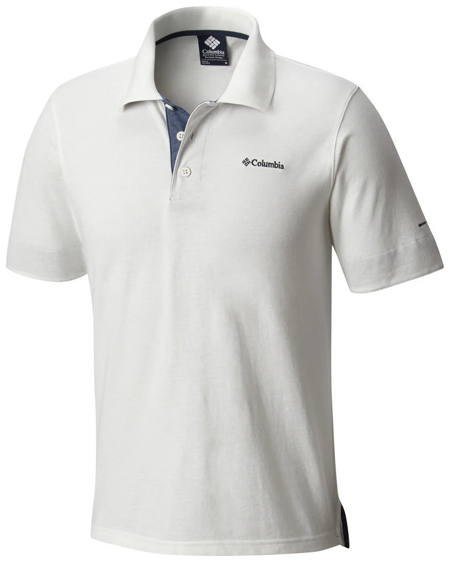 Columbia Men White Vertical Relief Polo