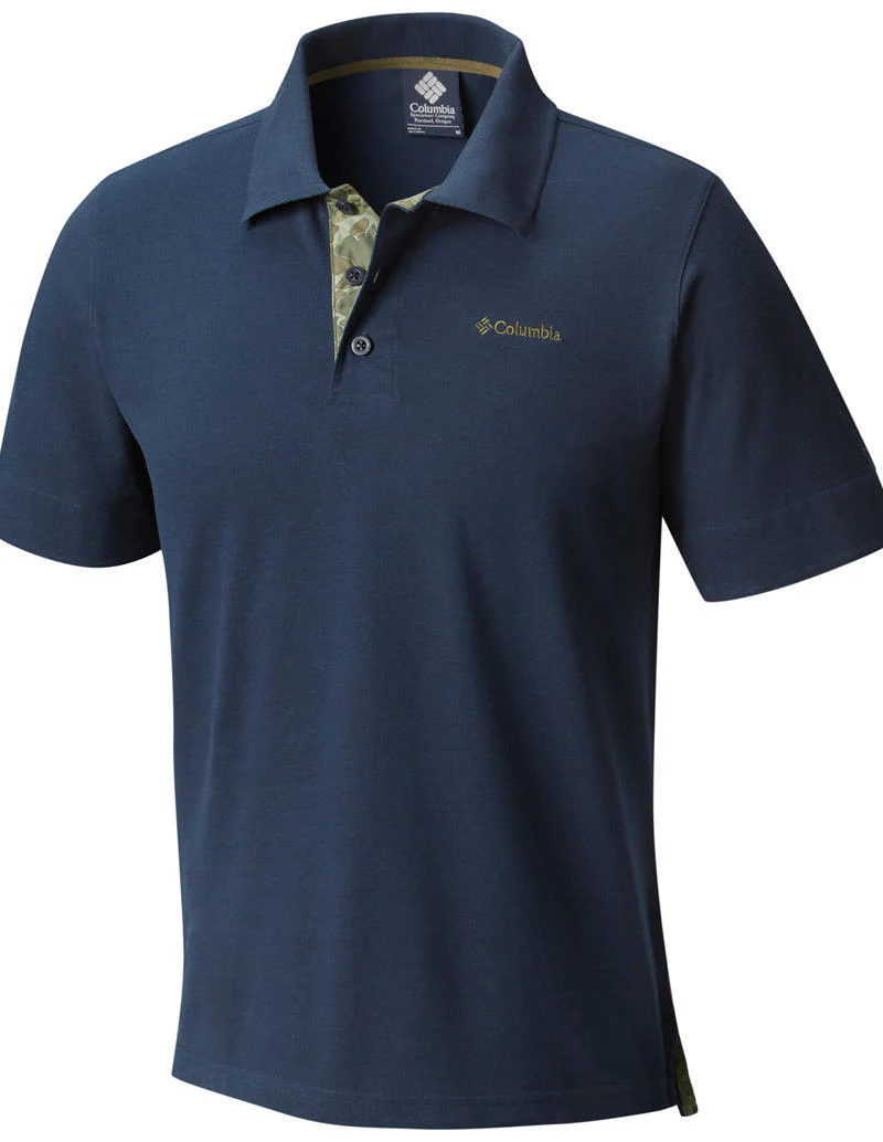 Columbia Men Blue Vertical Relief Polo