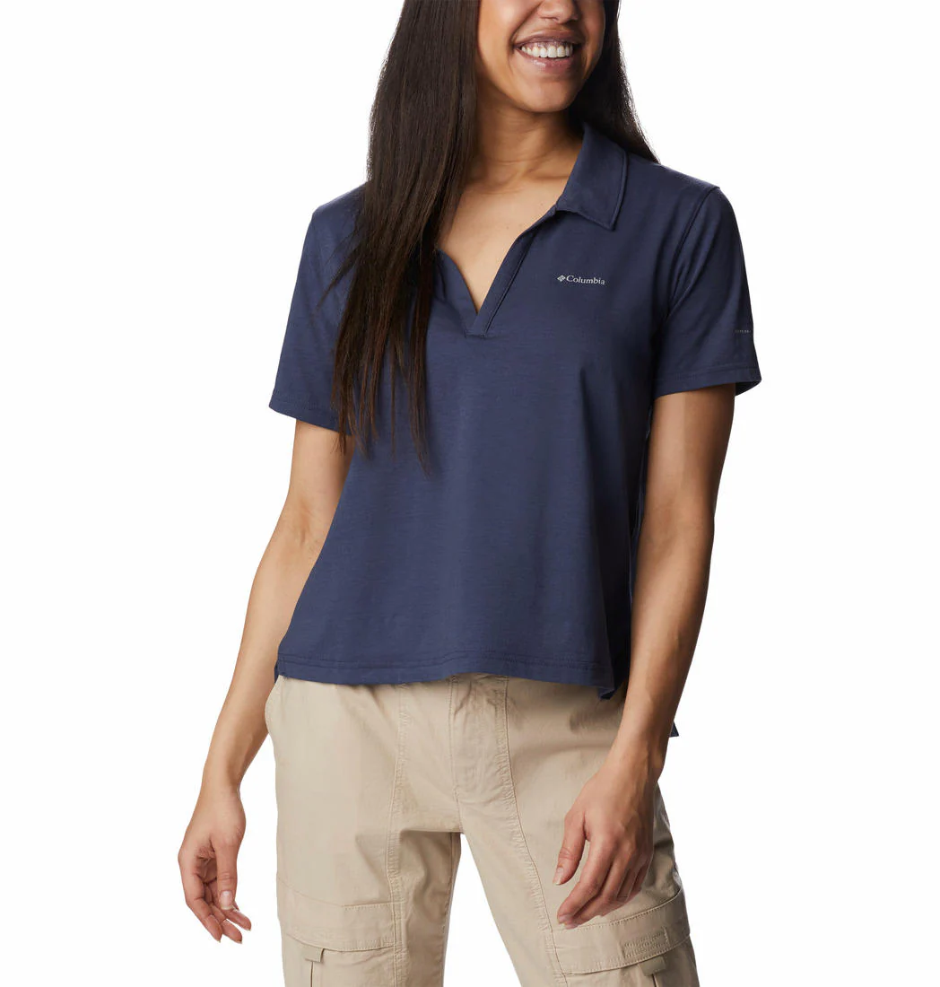 Columbia Women Navy Blue W Sun Trek Polo (Sun Protection)
