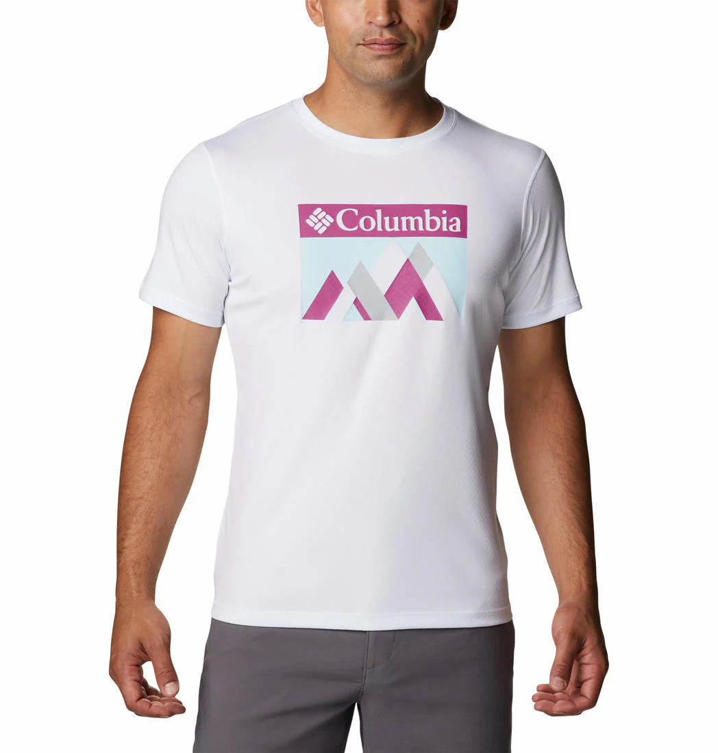 Columbia Men White Zero Rules Short Sleeve Graphic Shirt (Sun Protection)
