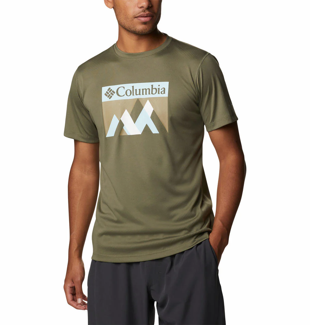 Columbia Men Green Zero Rules Short Sleeve Graphic Shirt (Sun Protection)