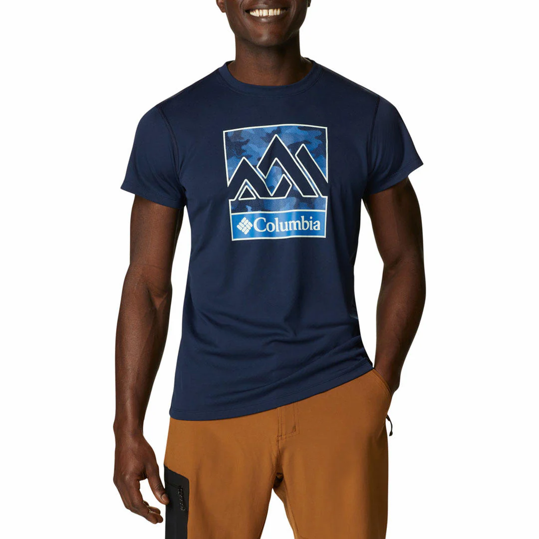 Columbia Men Blue Zero Rules Short Sleeve Graphic Shirt (Sun Protection)